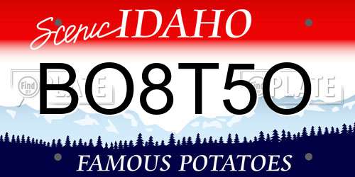 BO8T5O Idaho License Plate