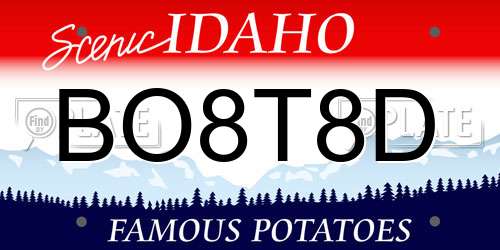 BO8T8D Idaho License Plate