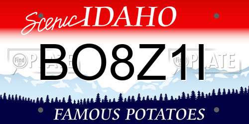 BO8Z1I Idaho License Plate