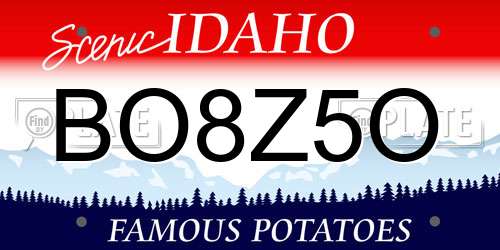 BO8Z5O Idaho License Plate