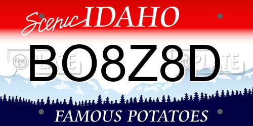 BO8Z8D Idaho License Plate