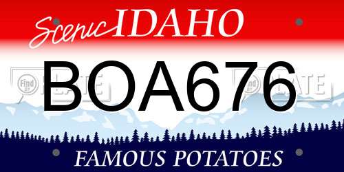 BOA676 Idaho License Plate