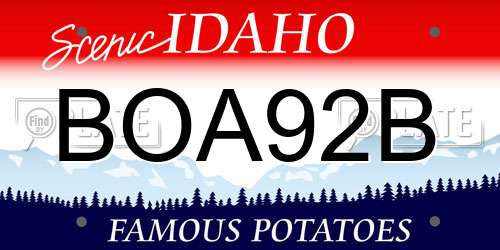 BOA92B Idaho License Plate