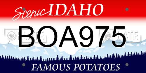 BOA975 Idaho License Plate