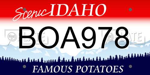 BOA978 Idaho License Plate