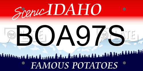 BOA97S Idaho License Plate