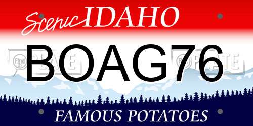 BOAG76 Idaho License Plate