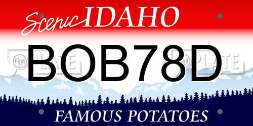 BOB78D Idaho License Plate