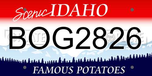 BOG2826 Idaho License Plate