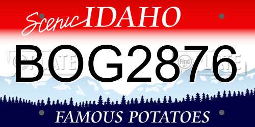 BOG2876 Idaho License Plate