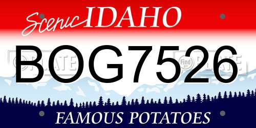 BOG7526 Idaho License Plate