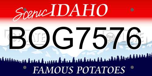 BOG7576 Idaho License Plate