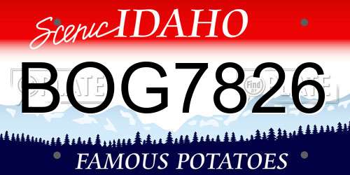 BOG7826 Idaho License Plate