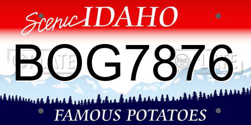BOG7876 Idaho License Plate