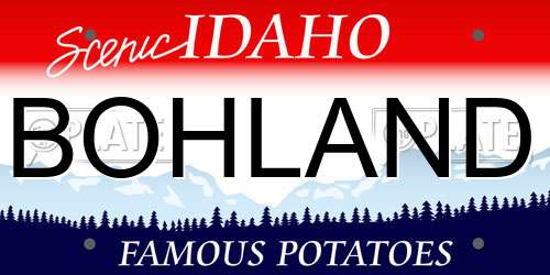 BOHLAND Idaho License Plate