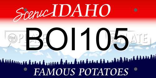 BOI105 Idaho License Plate