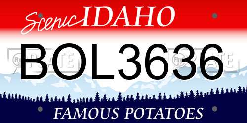 BOL3636 Idaho License Plate