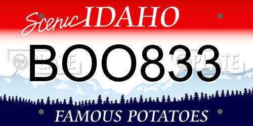 BOO833 Idaho License Plate