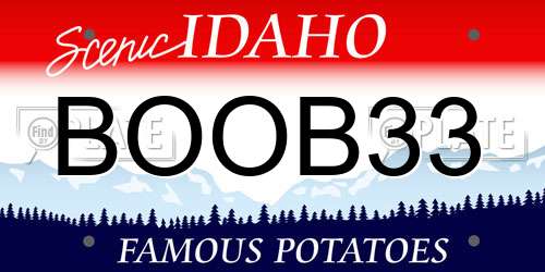 BOOB33 Idaho License Plate