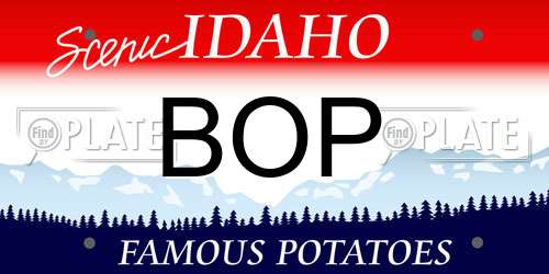 BOP Idaho License Plate
