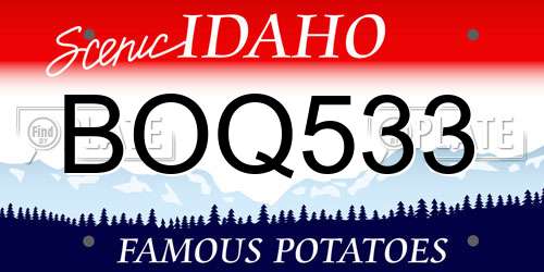 BOQ533 Idaho License Plate