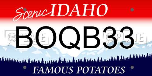 BOQB33 Idaho License Plate