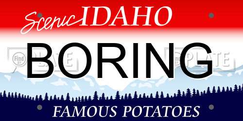 BORING Idaho License Plate
