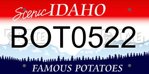 BOT0522 Idaho License Plate