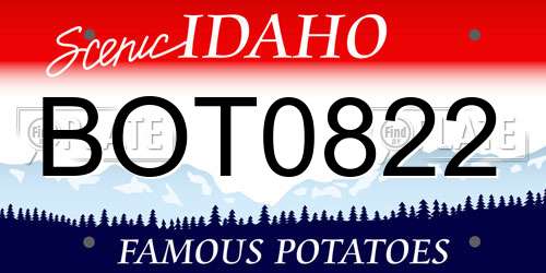 BOT0822 Idaho License Plate
