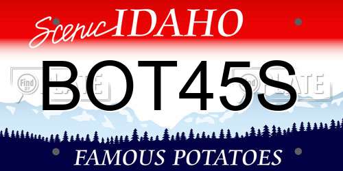 BOT45S Idaho License Plate