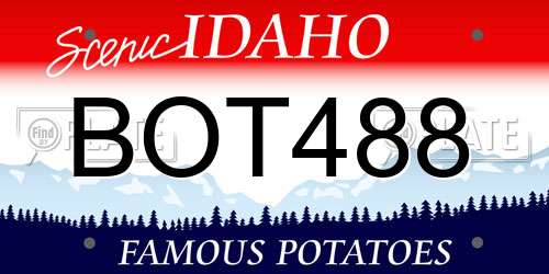 BOT488 Idaho License Plate