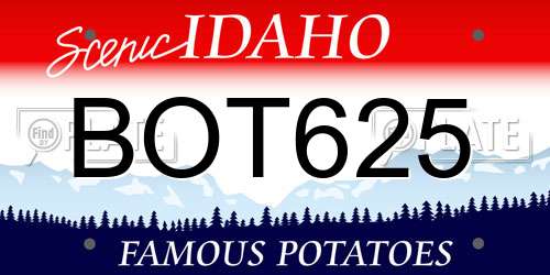BOT625 Idaho License Plate