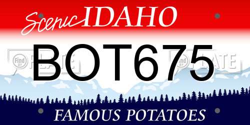 BOT675 Idaho License Plate