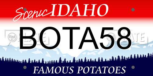 BOTA58 Idaho License Plate