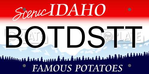 BOTDSTT Idaho License Plate