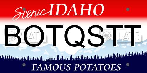 BOTQSTT Idaho License Plate