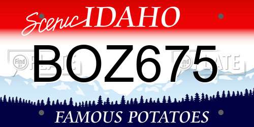 BOZ675 Idaho License Plate