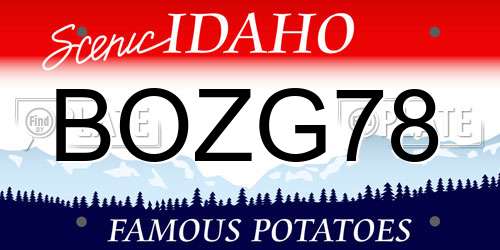 BOZG78 Idaho License Plate