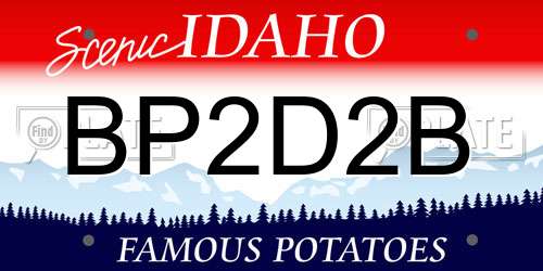 BP2D2B Idaho License Plate