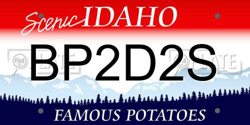 BP2D2S Idaho License Plate