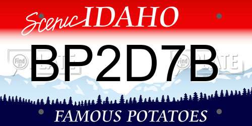 BP2D7B Idaho License Plate