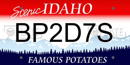 BP2D7S Idaho License Plate