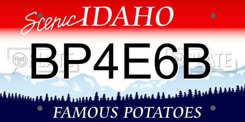 BP4E6B Idaho License Plate
