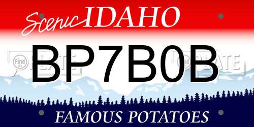 BP7B0B Idaho License Plate