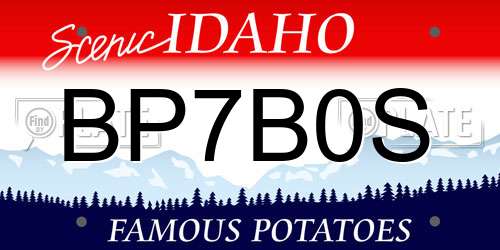 BP7B0S Idaho License Plate