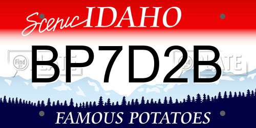BP7D2B Idaho License Plate