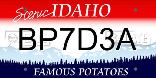 BP7D3A Idaho License Plate