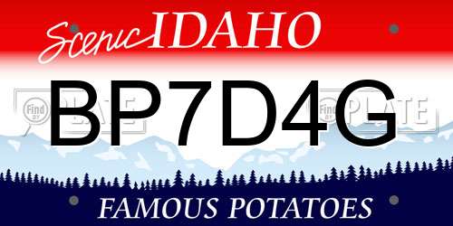 BP7D4G Idaho License Plate