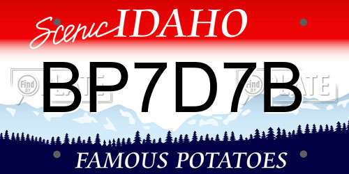 BP7D7B Idaho License Plate