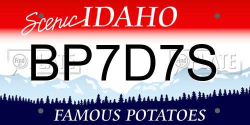 BP7D7S Idaho License Plate